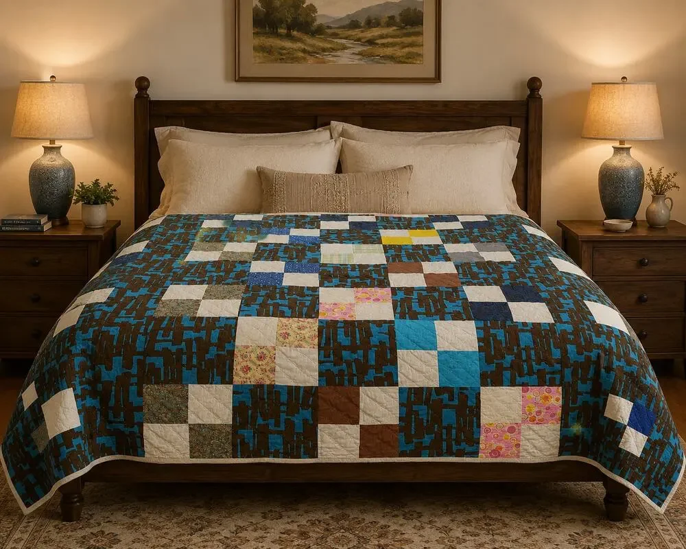 Vintage Appalachian Make Do Quilt Twin Hand Pieced Hand Quilted Patchwork Quilt